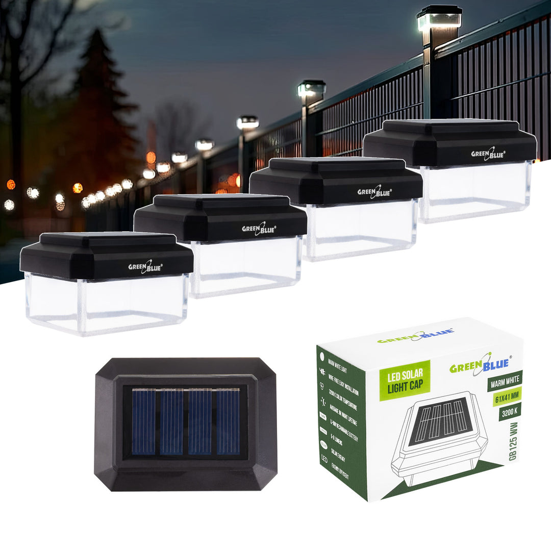 GreenBlue solarna LED svjetiljka za stup, 60x40 mm, krović u obliku omotnice, 3200 K, GB125 bijela, 4 komada