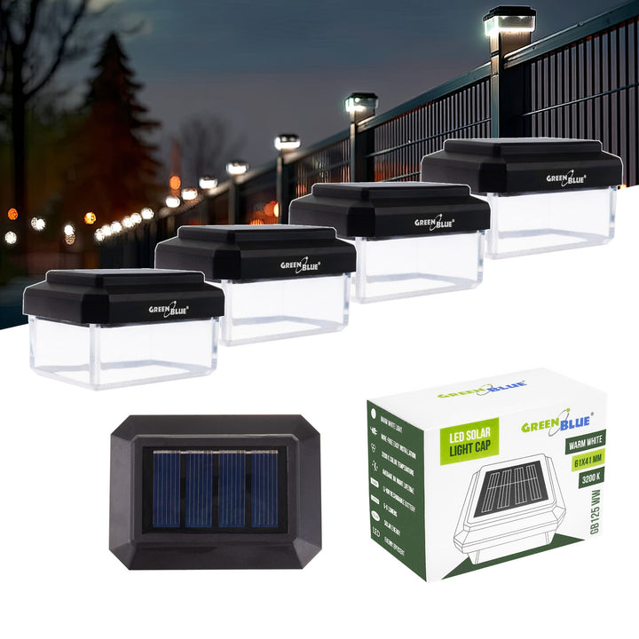 GreenBlue solarna LED svjetiljka za stup, 60x40 mm, krović u obliku omotnice, 3200 K, GB125 bijela, 4 komada