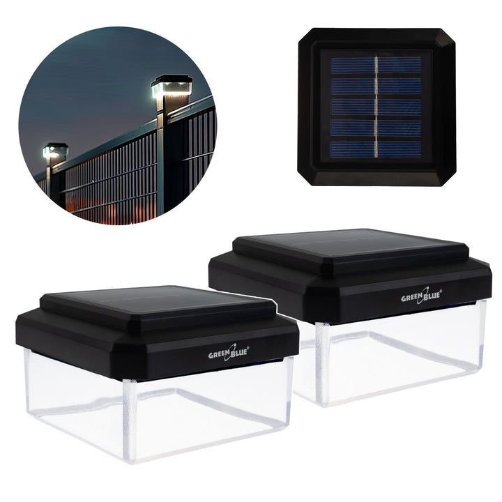 GreenBlue solarna LED svjetiljka za stup, 100x100 mm, krović u obliku omotnice, 3200 K, GB128 toplo bijela, 2 komada
