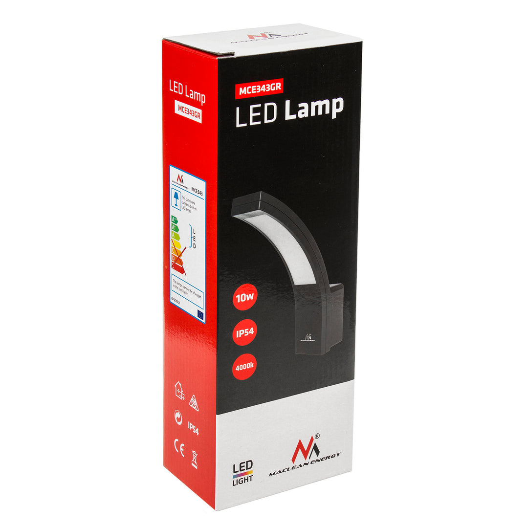 Maclean LED svjetlo za fasadu, 800 lm, 10 W, prirodno bijelo svjetlo (4000 K), sivo, MCE343 GR, 2 komada