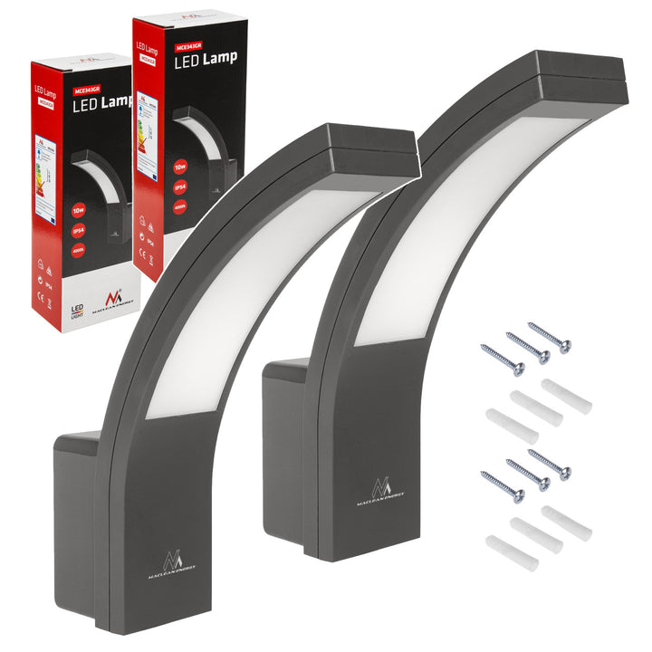 Maclean LED svjetlo za fasadu, 800 lm, 10 W, prirodno bijelo svjetlo (4000 K), sivo, MCE343 GR, 2 komada