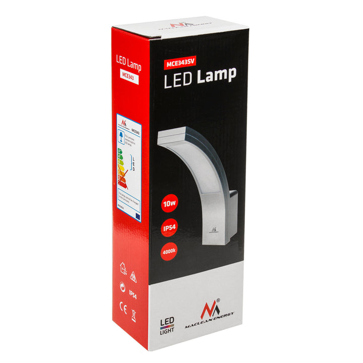 Maclean LED svjetlo za fasadu, 800 lm, IP54, 10 W, prirodno bijela (4000 K), srebrna, MCE343 SV, 2 komada