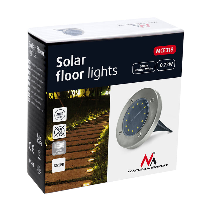 Maclean IP44 solarna LED vrtna lampa s senzorom pokreta, 12 SMD LED dioda, 4000K, Ni-MH 600 mAh, 0,7 W, MCE318, 4 komada