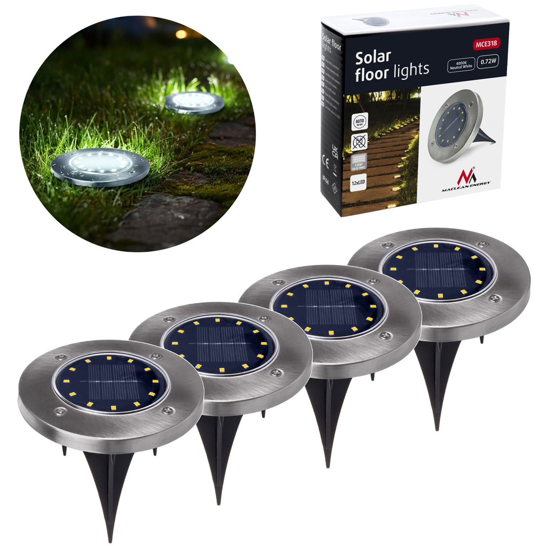 Maclean IP44 solarna LED vrtna lampa s senzorom pokreta, 12 SMD LED dioda, 4000K, Ni-MH 600 mAh, 0,7 W, MCE318, 4 komada