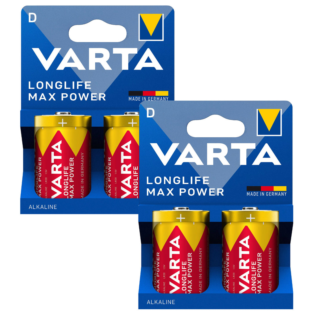 4x Varta Longlife Max Power R-20 D 1,5 V alkalne baterije