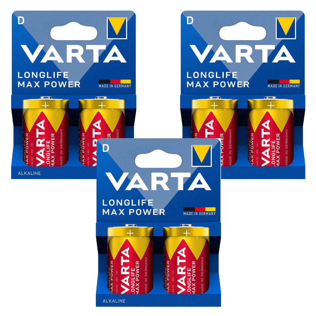 6x Varta Longlife Max Power R-20 D 1,5 V alkalne baterije