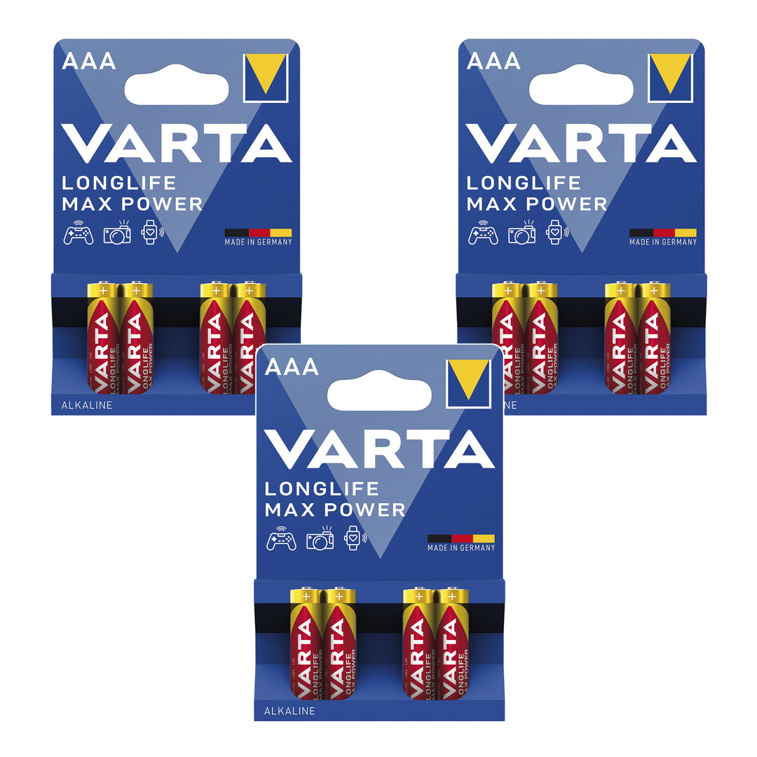 12x R-03 R03 AAA alkalne baterije 1,5 V – Varta Longlife Max Power
