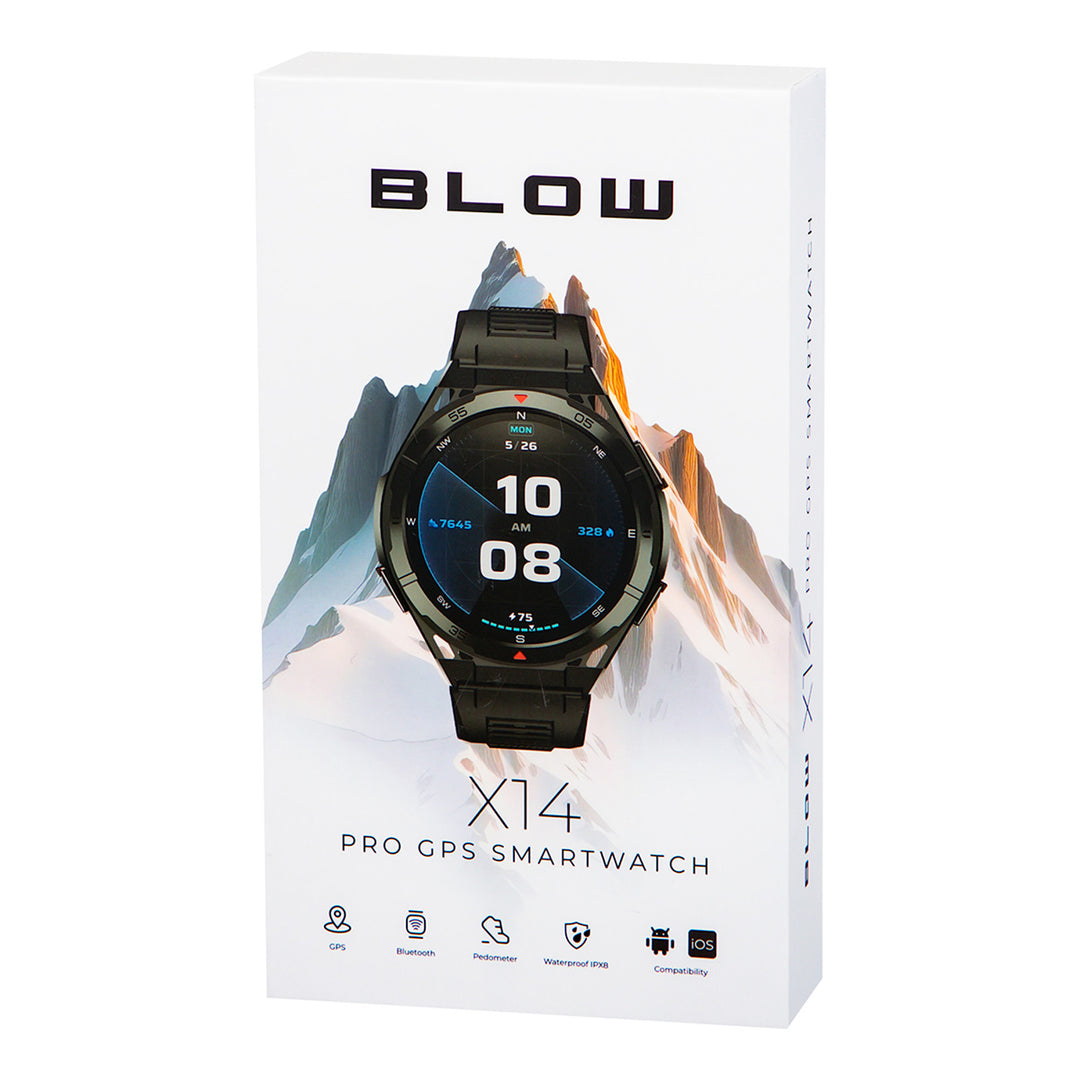 BLOW X14 Pro pametni sat, 1,43" AMOLED zaslon, 490 mAh baterija, GPS, 4 GB RAM-a i 256 MB interne memorije, zdravstvene značajke, 2 boje remena, 89-016