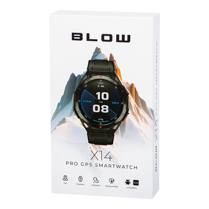BLOW X14 Pro pametni sat, 1,43" AMOLED zaslon, 490 mAh baterija, GPS, 4 GB RAM-a i 256 MB interne memorije, zdravstvene značajke, 2 boje remena, 89-016