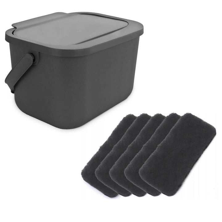 6-litarski sivi Bini Practic spremnik za organski otpad + 5x Practic filtara za ugljik