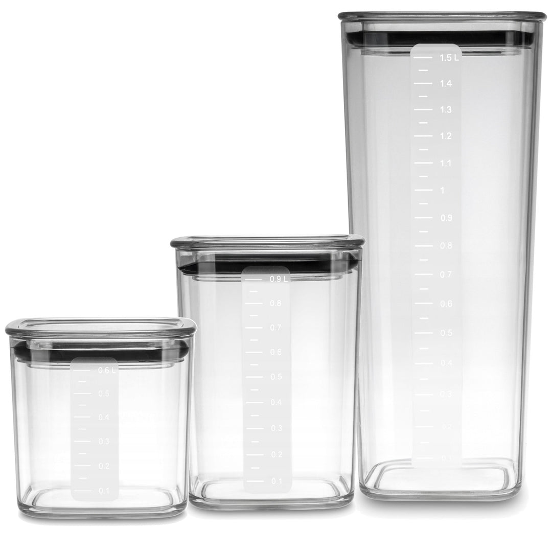Praktični kuhinjski spremnici za rasute sastojke, zapremine: 0,6 l, 0,9 l, 1,5 l, poklopci s brtvama