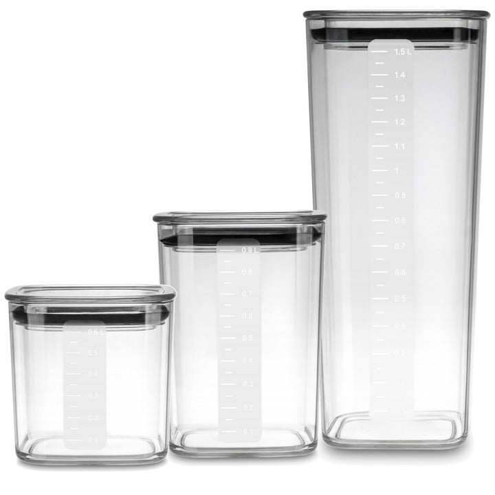 Praktični kuhinjski spremnici za rasute sastojke, zapremine: 0,6 l, 0,9 l, 1,5 l, poklopci s brtvama