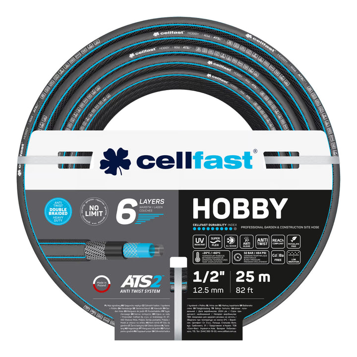 Cellfast Aluplus kolica za crijevo 1/2" 60 m + Cellfast Hobby ATS2 crijevo za vrt 1/2" 25 m