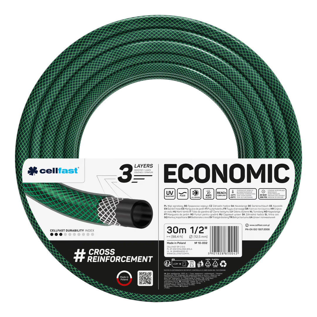 Cellfast Aluplus kolica za crijevo 1/2" 60 m + Cellfast Economic vrtno crijevo 1/2" 30 m