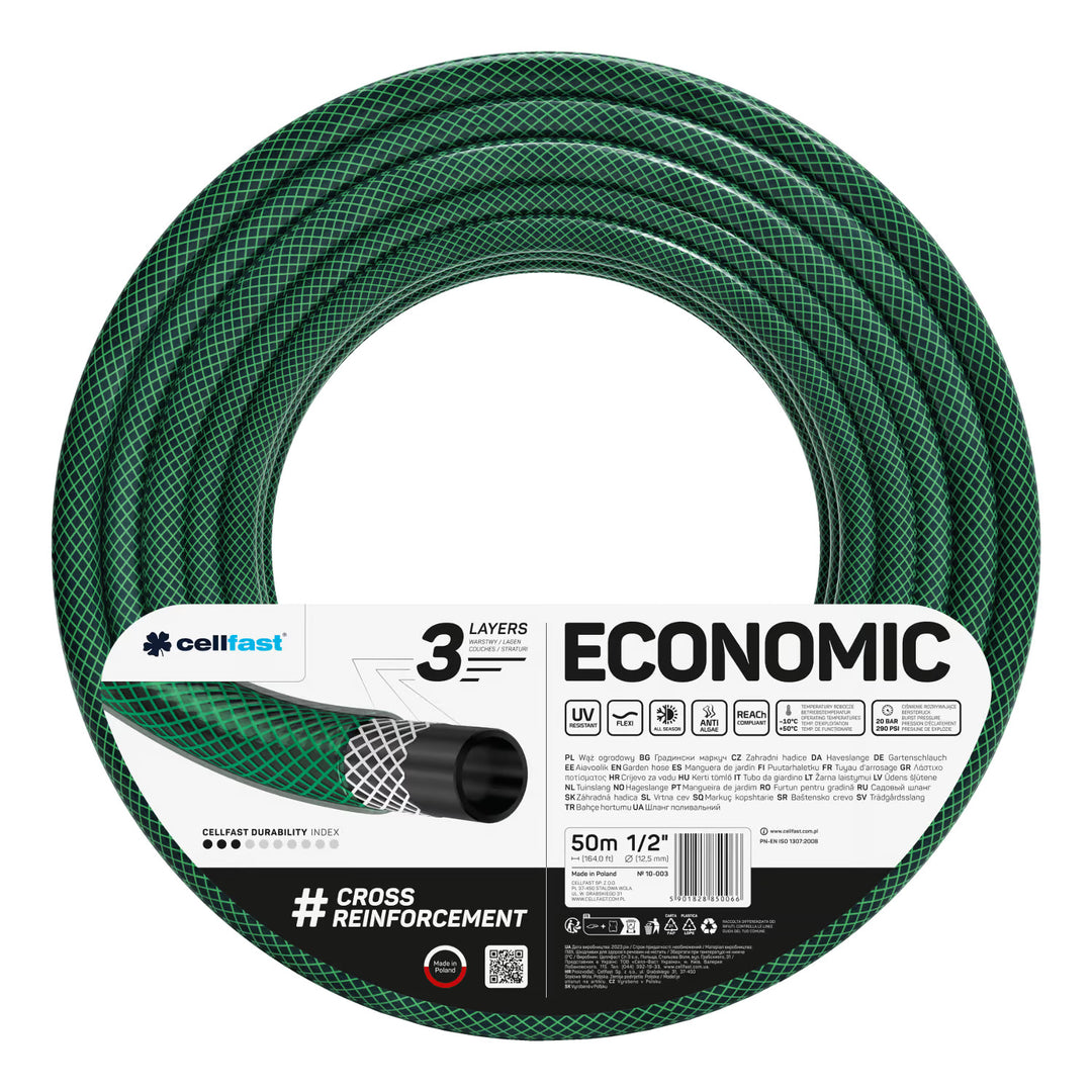 Cellfast Aluplus kolica za crijevo 1/2" 60 m + Cellfast Economic vrtno crijevo 1/2" 50 m