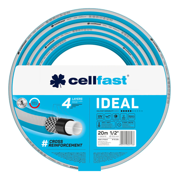 Cellfast Aluplus kolica za crijevo 1/2" 60 m + Cellfast IDEAL crijevo za vrt 1/2" 20 m + set s ravnim prskalicom Cellfast Basic 1/2"