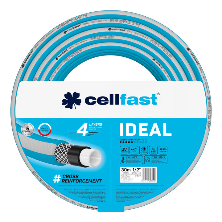 Cellfast Aluplus kolica za crijevo 1/2" 60 m + Cellfast IDEAL crijevo za vrt 1/2" 30 m + set s ravnim prskalicom Cellfast Basic 1/2"