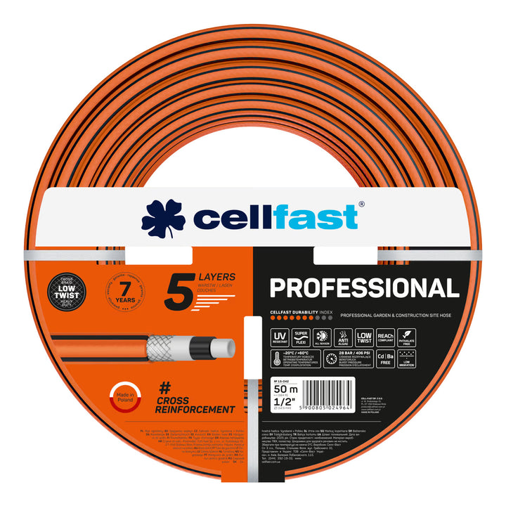 Cellfast Aluplus kolica za crijevo 1/2" 60 m + Cellfast PROFESSIONAL crijevo za vrt 1/2" 50 m + Cellfast Basic set ravnog prskalice 1/2"