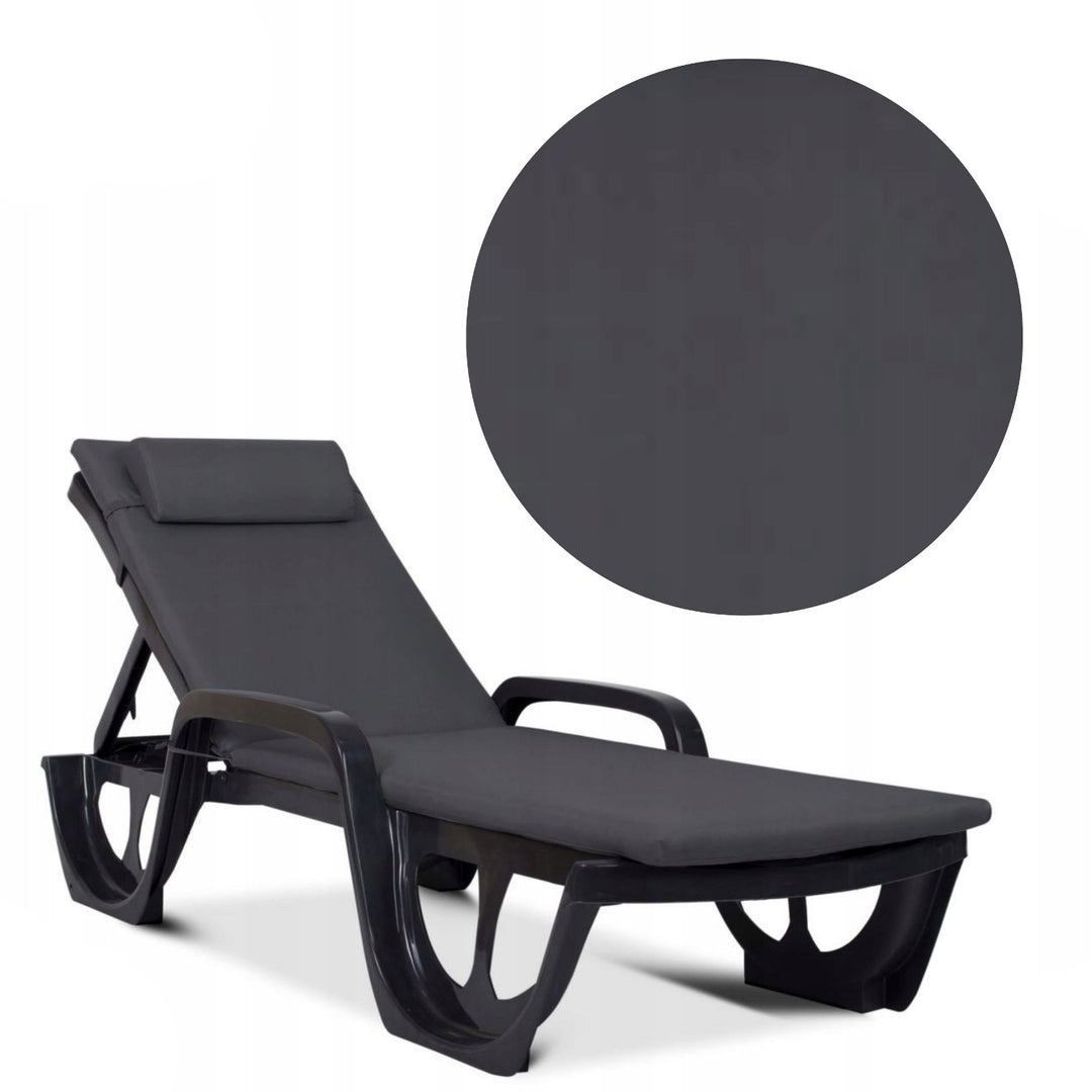Jastuk za ležaljku Madera, tamnosivi, tkanina S-500, dimenzija 190x55 cm, pričvršćen elastičnom trakom, vodootporan, Madera S-49