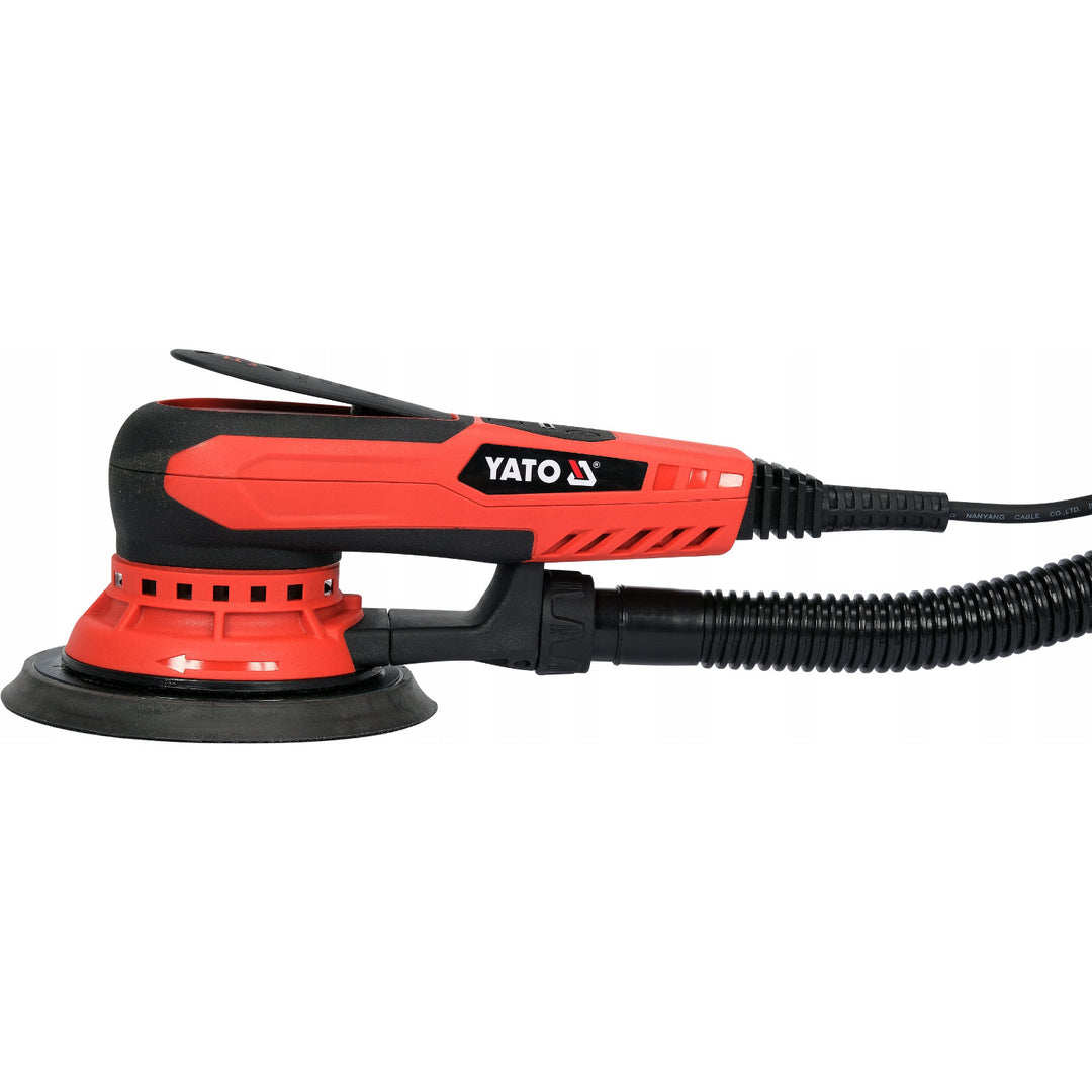 Yato ekscentrična brusilica, 150 mm, 350 W, brzina 4000–10000 o/min, duljina kabela 3 m, može se spojiti na usisavač, YT-82206