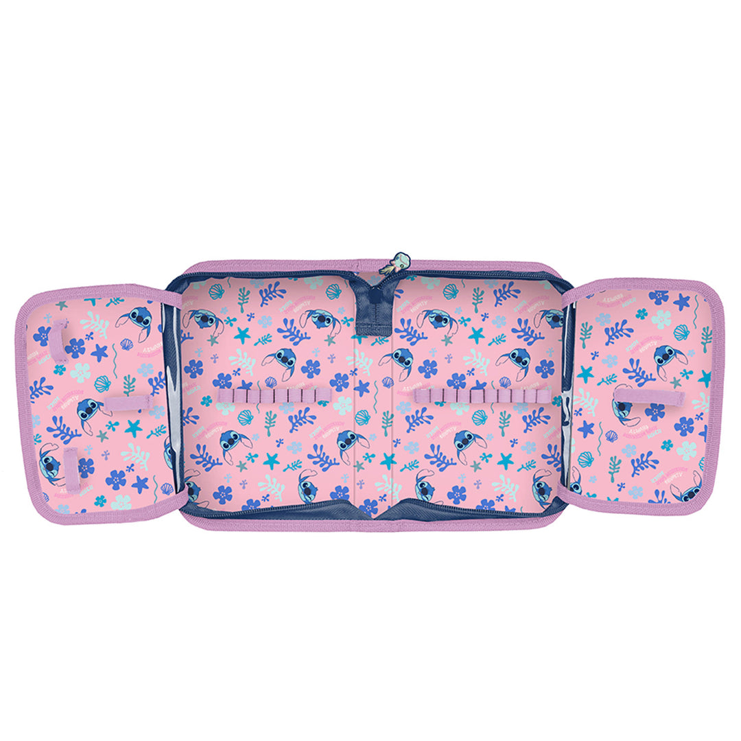Stitch Paso školski set, ruksak s dva pretinca, reflektirajući detalji i ojačana leđa, olovkaš (prazan) s petljama za olovke, vrećica za cipele koja se može nositi na leđima, DS26XX
