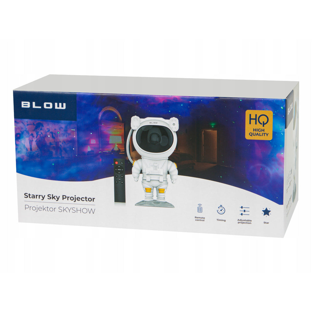 Blow SkyShow Star Projector noćna svjetiljka, načini rada maglice i zvijezda, 5 razina svjetline, 8 boja svjetla, daljinski upravljač, 79-720