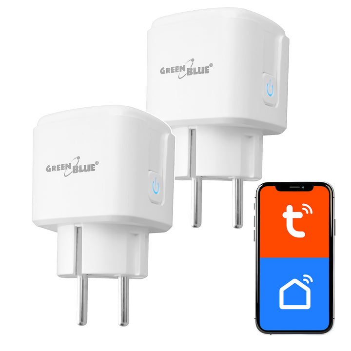 GreenBlue daljinski upravljana WiFi utičnica, Android/iOS/Alexa/Google Home, tajmer, mjerač snage, max. 16 A/3840 W, GB735 W, 2 komada