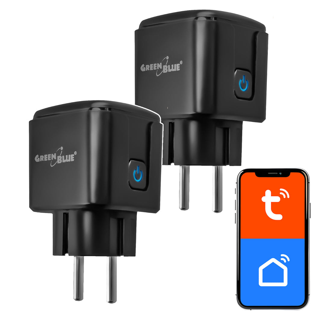 GreenBlue daljinski upravljana WiFi utičnica, Android/iOS/Alexa/Google Home, tajmer, mjerač snage, max. 16 A/3840 W, GB735 B, 2 komada