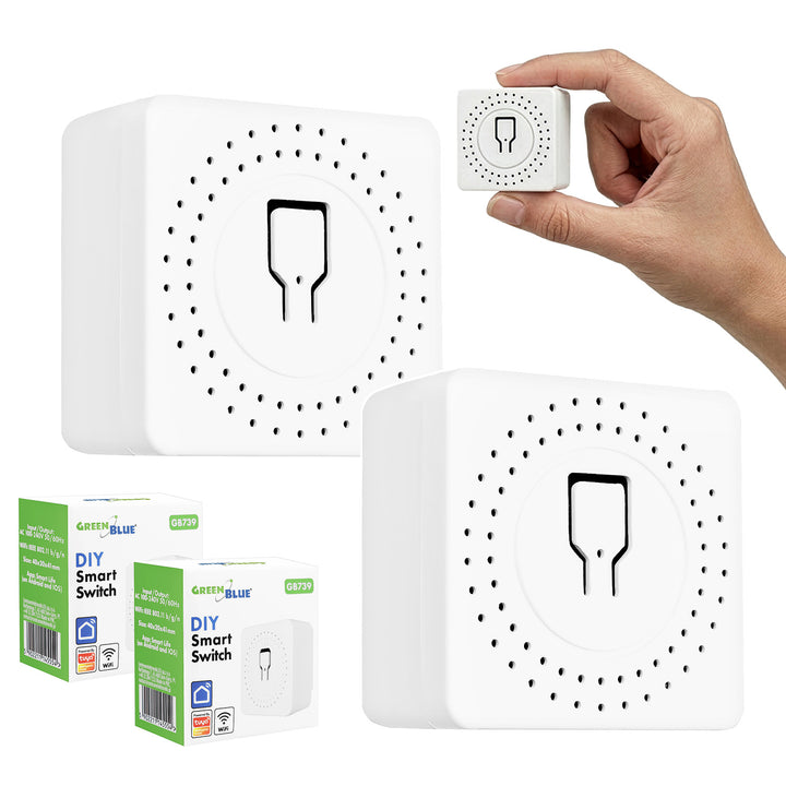 GreenBlue ugradbeni WiFi relej, Android/iOS/Alexa/Google Home, 100–240 V AC, 50/60 Hz, max. 16 A, za LED diode snage 150 W, GB739, 2 komada