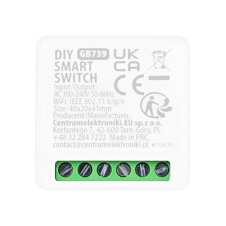 GreenBlue ugradbeni WiFi relej, Android/iOS/Alexa/Google Home, 100–240 V AC, 50/60 Hz, max. 16 A, za LED diode snage 150 W, GB739, 4 komada