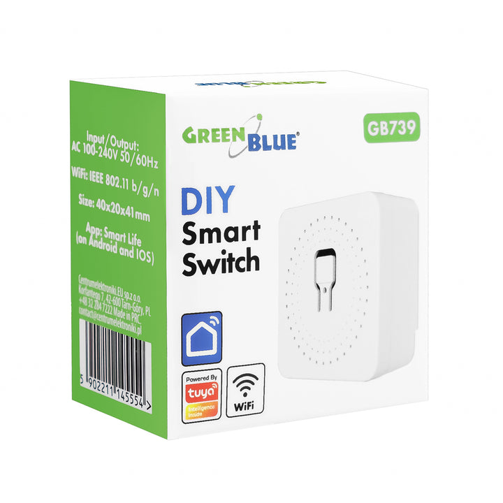 GreenBlue ugradbeni WiFi relej, Android/iOS/Alexa/Google Home, 100–240 V AC, 50/60 Hz, max. 16 A, za LED diode snage 150 W, GB739, 4 komada