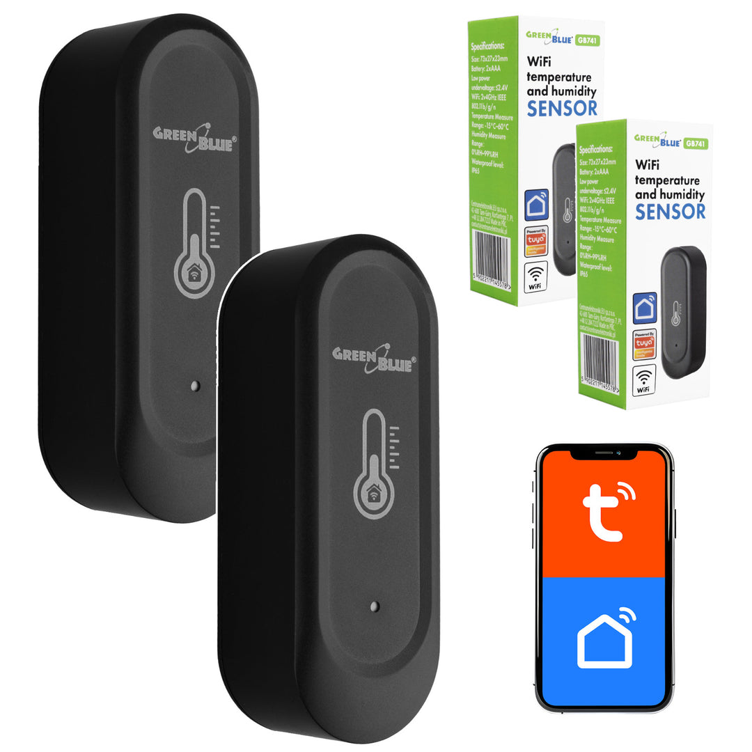 GreenBlue Outdoor WiFi senzor temperature i vlažnosti, Android/iOS, 3,0 V DC, LR03x2, IP65, GB741, 2 komada