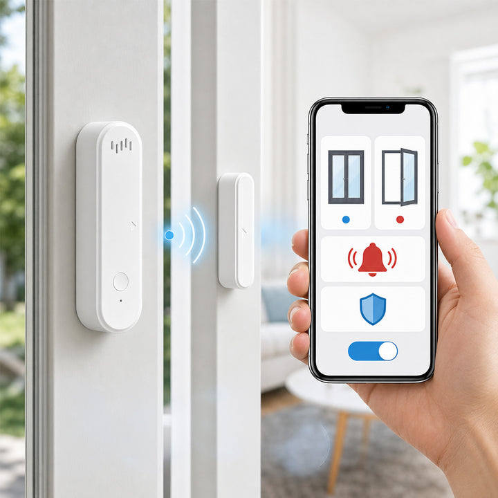 GreenBlue bežični senzor sa žičanom jezgrom / WiFi senzor za vrata i prozore, Android/iOS, 3,0 V DC, LR03x2, s alarmom, GB478, 2 seta