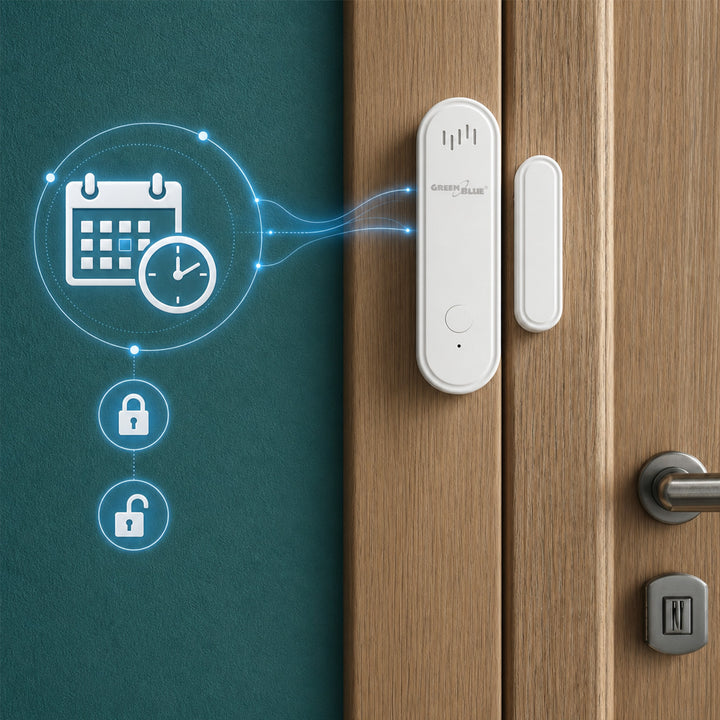 GreenBlue bežični senzor sa žičanom jezgrom / WiFi senzor za vrata i prozore, Android/iOS, 3,0 V DC, LR03x2, s alarmom, GB478, 2 seta