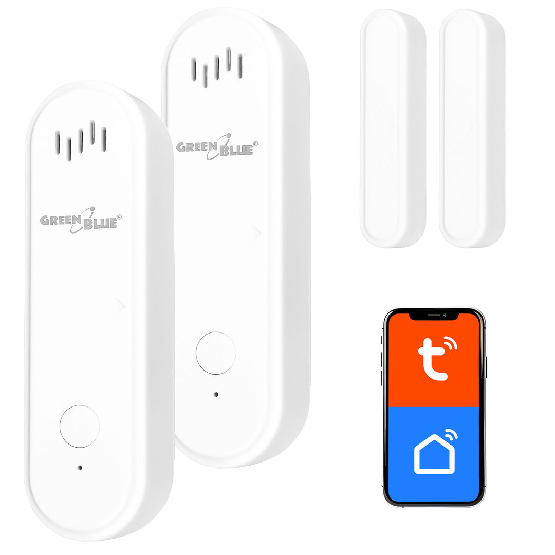 GreenBlue bežični senzor sa žičanom jezgrom / WiFi senzor za vrata i prozore, Android/iOS, 3,0 V DC, LR03x2, s alarmom, GB478, 2 seta