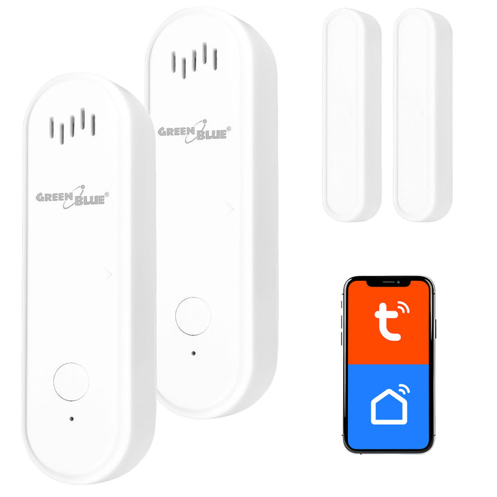 GreenBlue bežični senzor sa žičanom jezgrom / WiFi senzor za vrata i prozore, Android/iOS, 3,0 V DC, LR03x2, s alarmom, GB478, 2 seta