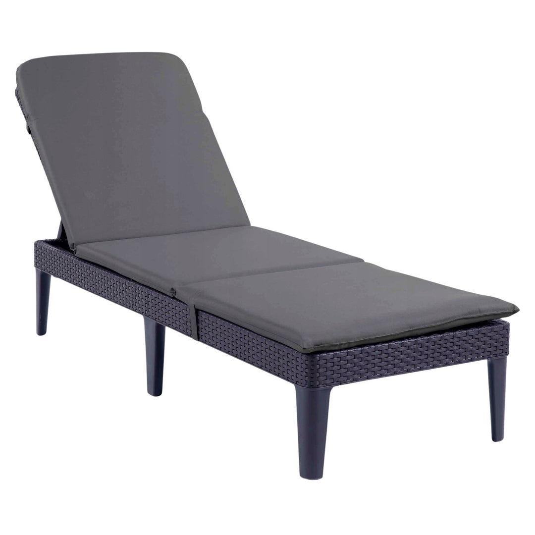 Jaipur Sun Lounger podesiva vrtna ležaljka, grafitna + jastuk za ležaljku Jaipur Sun Lounger, tamnosiva, tkanina S-500, dimenzija 190x60 cm