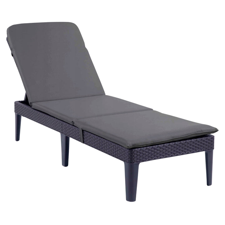 Jaipur Sun Lounger podesiva vrtna ležaljka, grafitna + jastuk za ležaljku Jaipur Sun Lounger, tamnosiva, tkanina S-500, dimenzija 190x60 cm