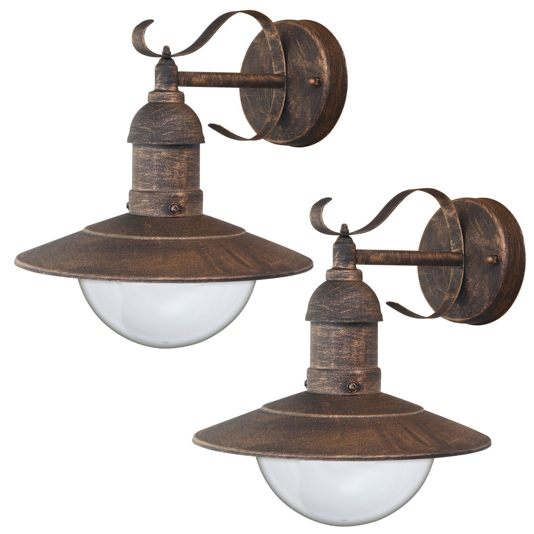 Rabalux Oslo vanjska zidna lampa, zlatna završna obrada, E27, max. 60 W, IP43, 230 V, 2 komada