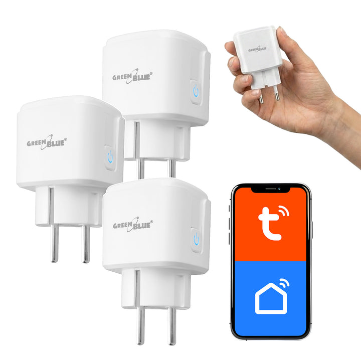 GreenBlue daljinski upravljana WiFi utičnica, Android/iOS/Alexa/Google Home, tajmer, mjerač snage, max. 16 A/3840 W, GB735 W, 3 komada