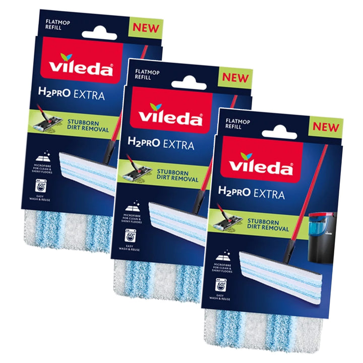 Vileda H2prO ravni pothvat za mop, mikrovlakna, periv u perilici, 175786, 3 komada