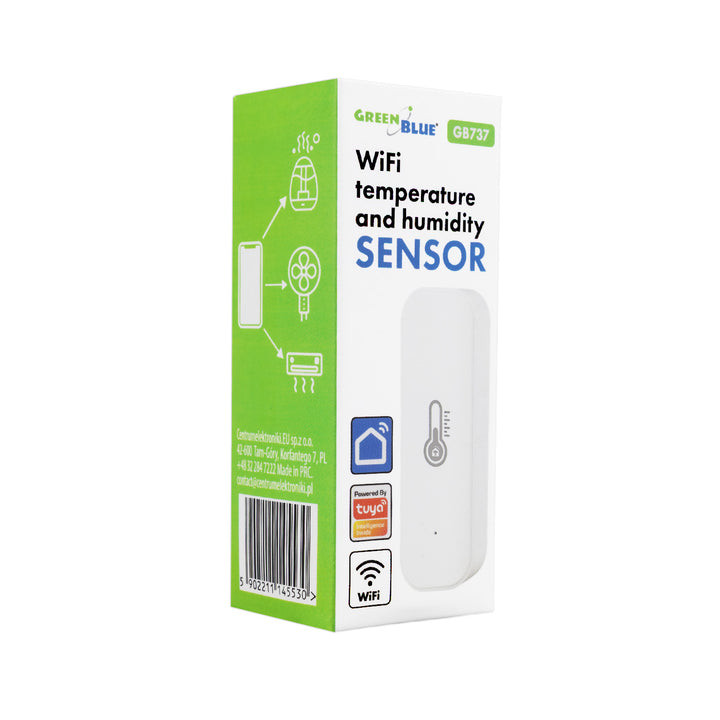 GreenBlue WiFi senzor temperature i vlažnosti, Android/iOS/Alexa/Google Home, 3,0 V DC, LR03x2, GB737 + 2x R-03 LR03 AAA alkalne baterije tvrtke Varta Industrial 4003