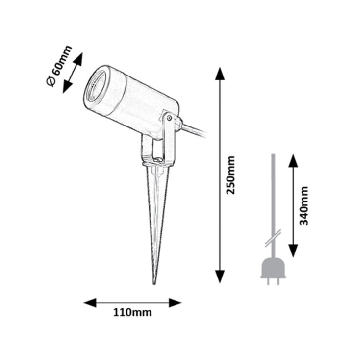 Rabalux Krobia podna lampa, IP65, crna, GU10 grlo, max 4W, 7814