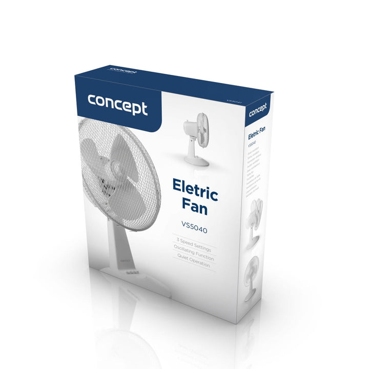 Concept stolni ventilator, bijeli, 3 brzine, oscilacija, tihi rad, podesiv nagib, VS5040