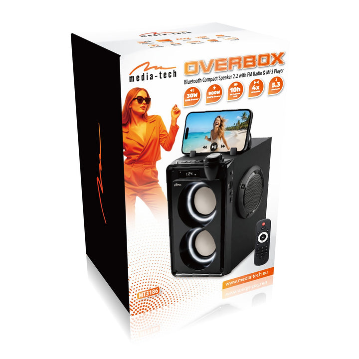 OVERBOX MT3186 prijenosni Bluetooth zvučnik, FM radio, podrška za SD karticu i USB, 30 W RMS snage, Mediatech
