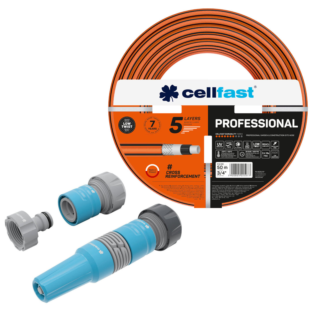 Cellfast vrtna crijeva, PROFESSIONAL 3/4" 50 m + set s 3/4" IDEAL ravnim prskalicom
