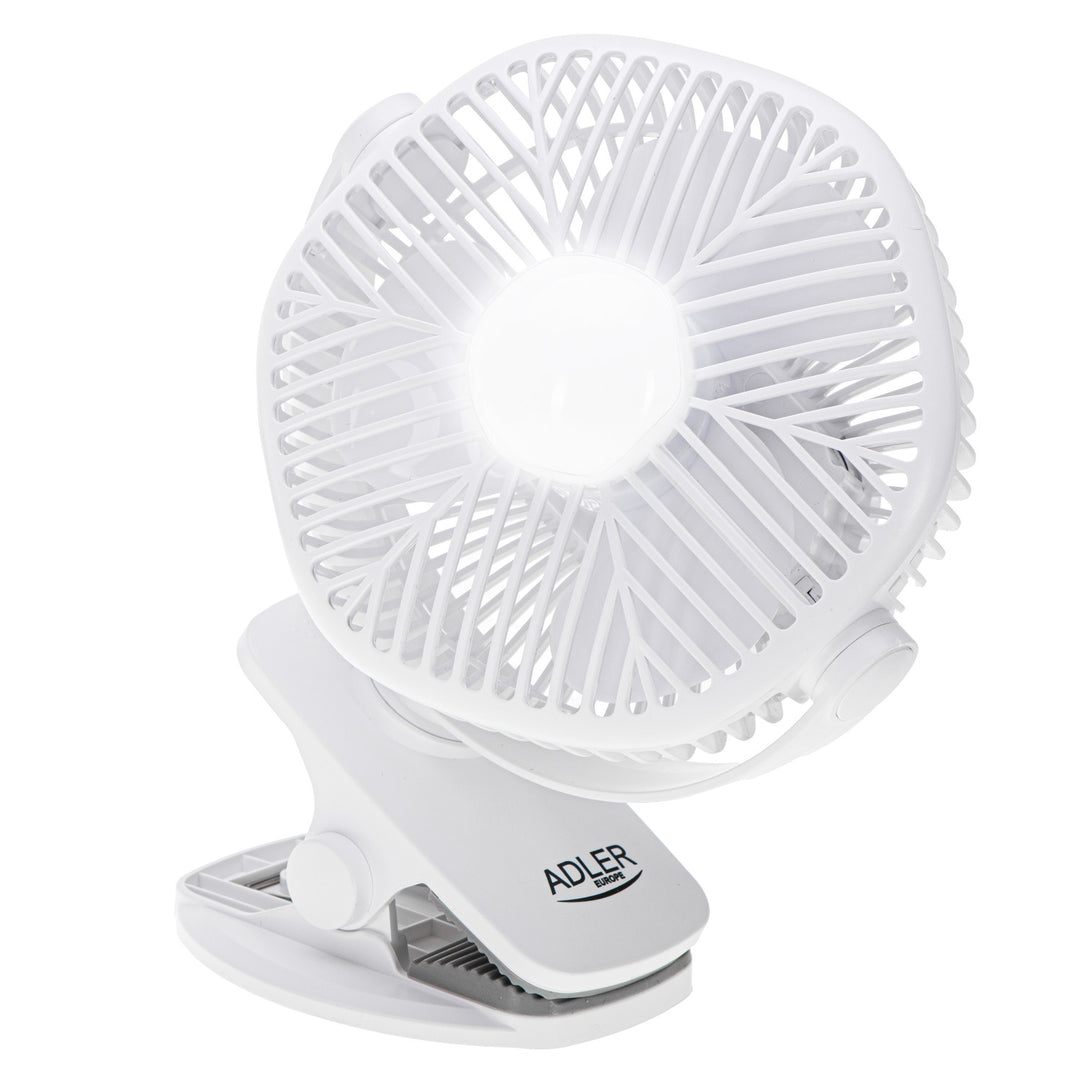5"/12,7 cm ventilator na baterije s kopčom – USB / LED, AD 7335, Adler