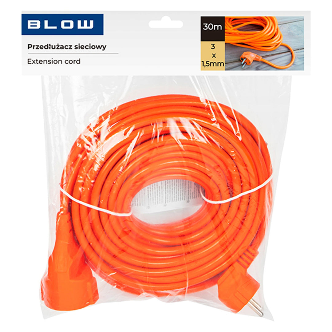Produžni kabel s utičnicom, narančasti, 30 m, uzemljena utičnica, PR-160
