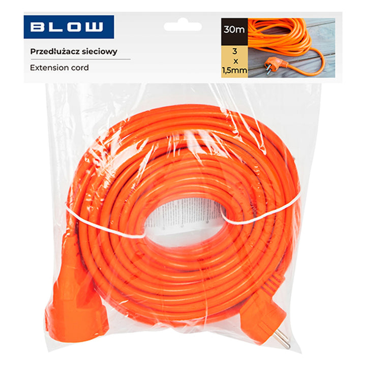 Produžni kabel s utičnicom, narančasti, 30 m, uzemljena utičnica, PR-160