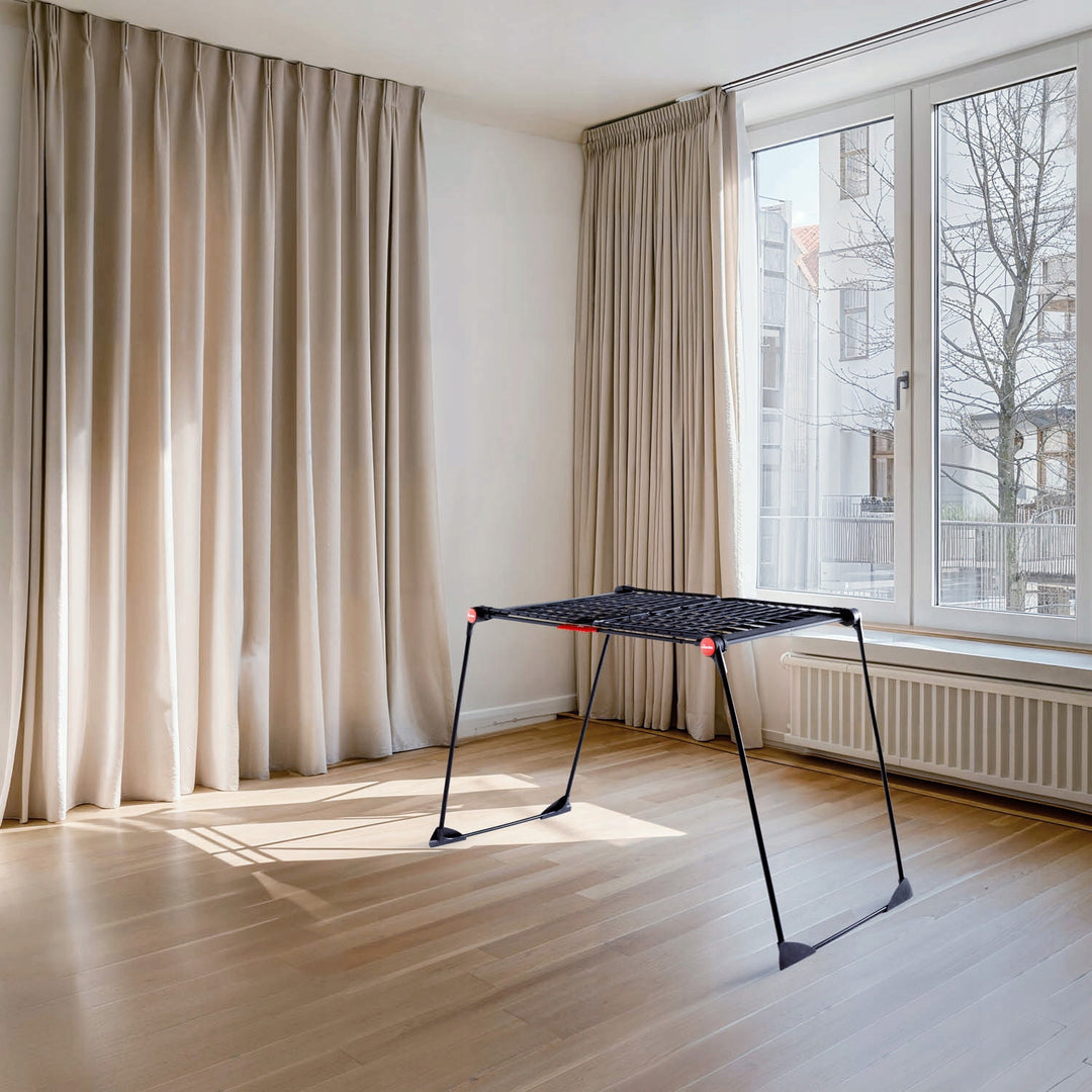 Vileda Infinity Flex Ultimate sušilica za rublje, crna, do 30 m prostora za sušenje, produživa, podignuti okvir, kuke za rublje, ugrađeni kotačići, 179620